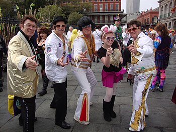 New Orleans Mardi Gras. Costumed revelers in J... New Orleans Mardi Gras. Costumed revelers in J...